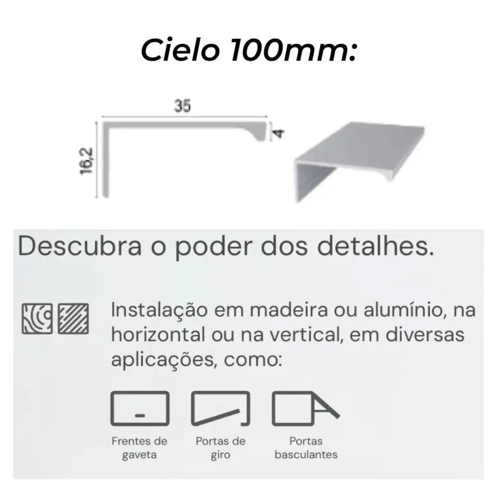 Puxador Alça de Sobrepor 100mm | Preto Fosco | Cielo RM-378 ROMETAL