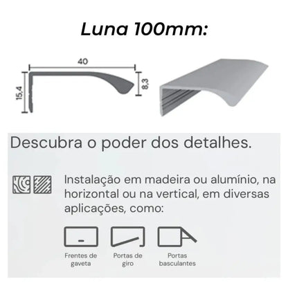 Puxador Alça de Sobrepor 100mm | Preto Fosco | Luna RM-414 ROMETAL