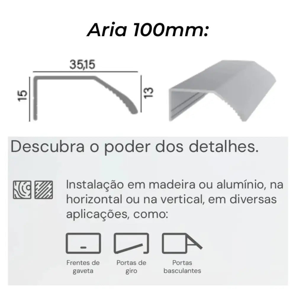 Puxador Alça de Sobrepor 100mm | Supra Natural | Aria RM-388 ROMETAL
