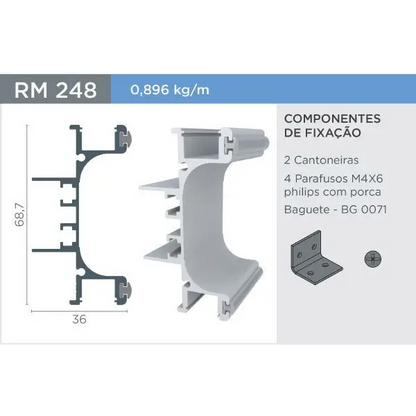 Puxador Cava com Baguete | RM-248 | Supra Natural | Barra 3 Metros - Puxadores