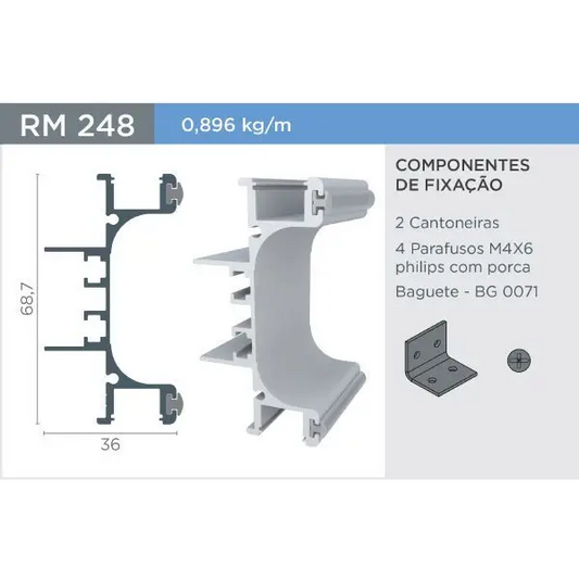 Puxador Cava com Baguete | RM-248 | Supra Natural | Barra 3 Metros - Puxadores