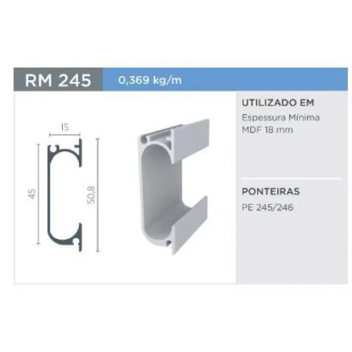 Puxador Cava | RM-245 | Supra Natural | Barra 3 Metros - Puxadores