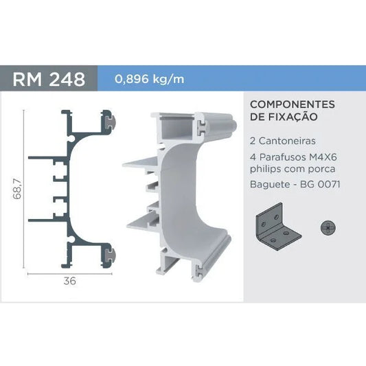 PUXADOR CAVA RM-248 C/ BAG. - MATTE ESCURO - BARRA 3 METROS - 01 UNIDADE - Puxadores
