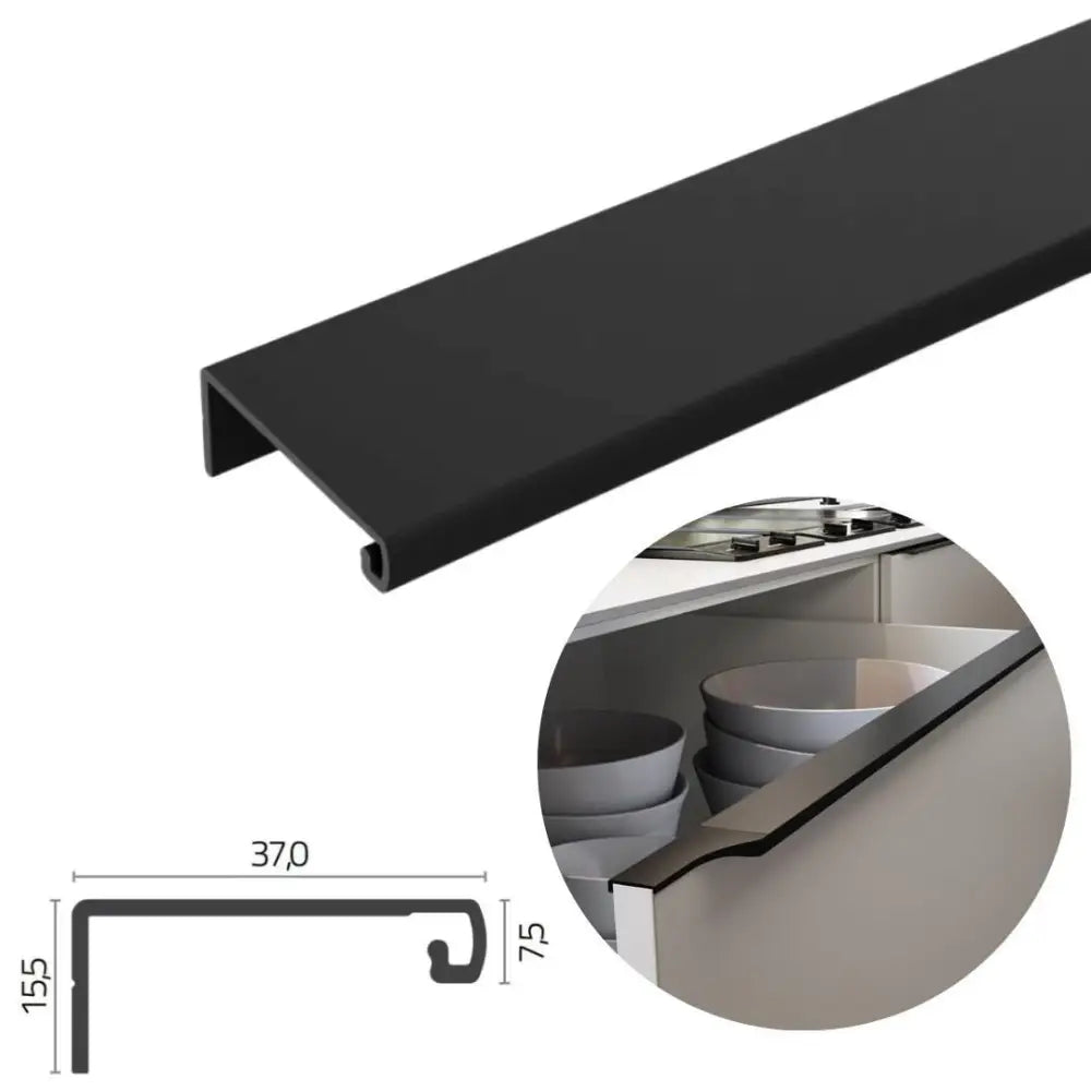 Puxador Facetato Rometal | RM-183 | Preto | Barra 3 Metros - Puxadores