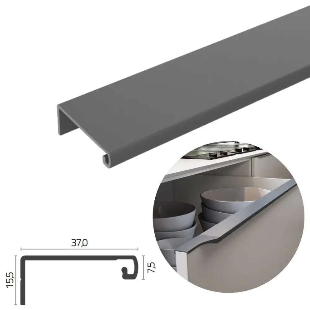 Puxador Facetato Rometal | RM-183 | Titânio Fosco | Barra 3 Metros - Puxadores