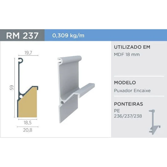Puxador Nature | RM-237 | Matte Escuro | Para 18mm | Barra 3 Metros - Puxadores