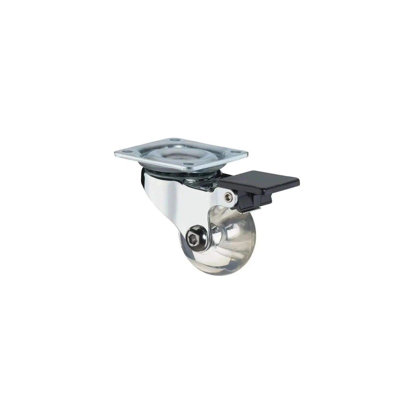 Rodizio Pu Cristal 35mm C/Freio - 21727 - GMET METALNOX