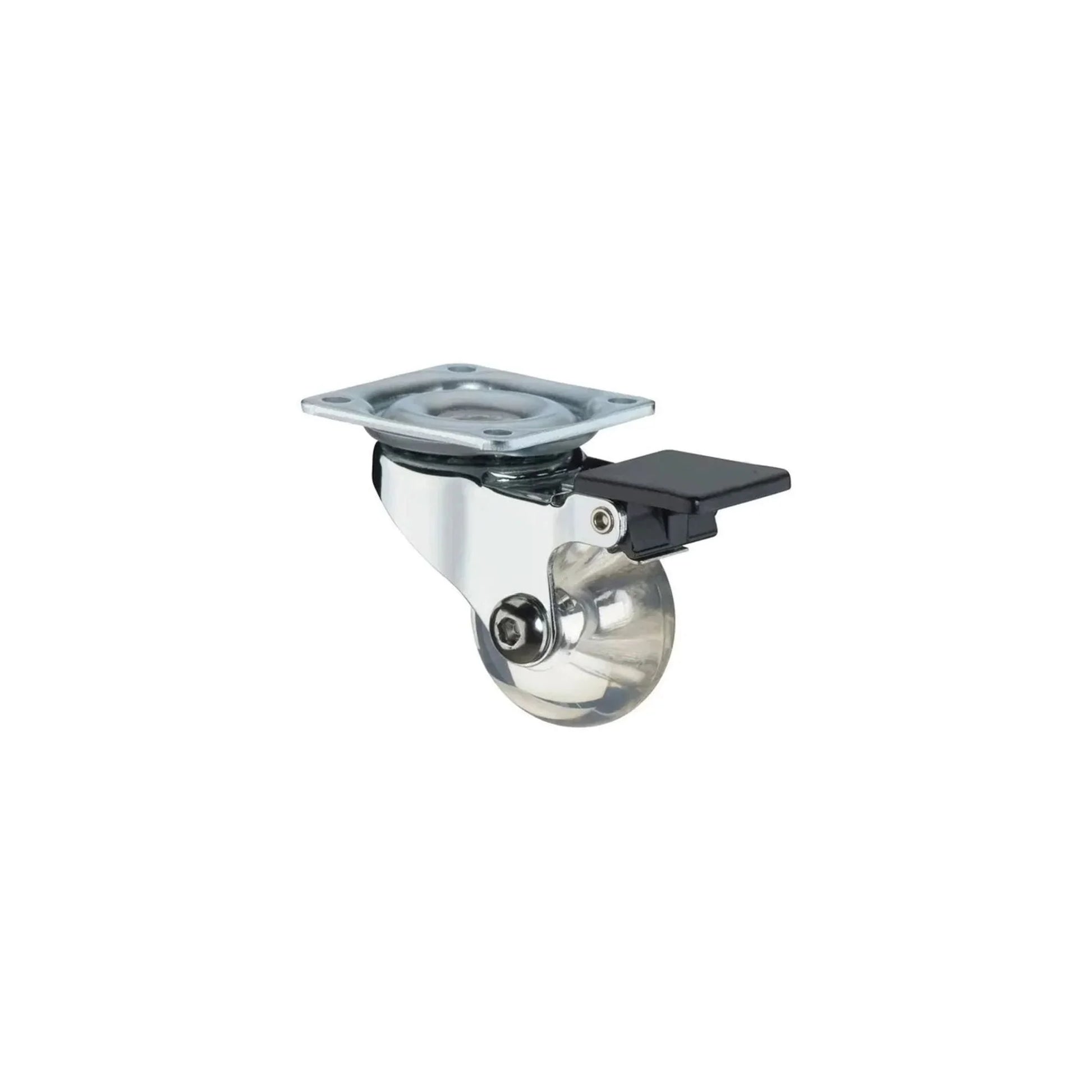 Rodizio Pu Cristal 35mm C/Freio - 21727 - GMET METALNOX