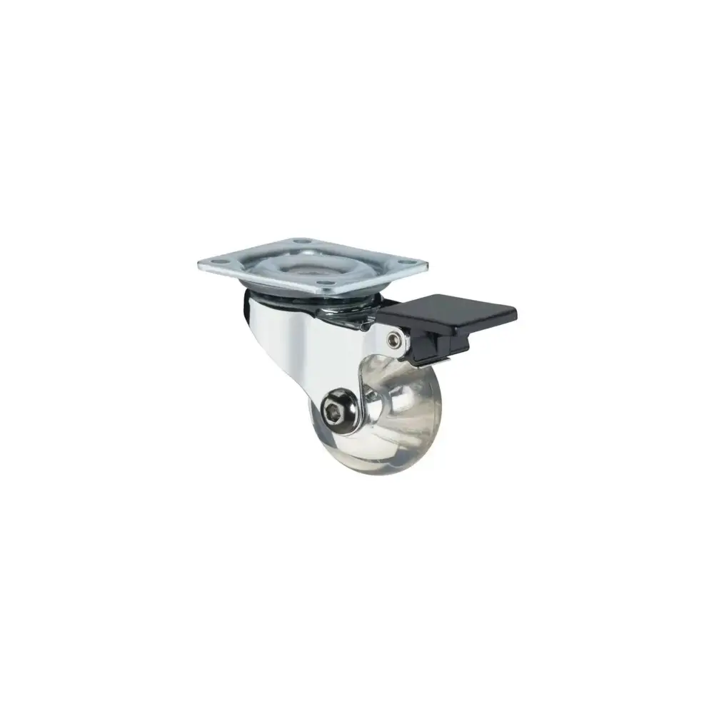 Rodizio Pu Cristal 35mm C/Freio - 21727 - GMET METALNOX