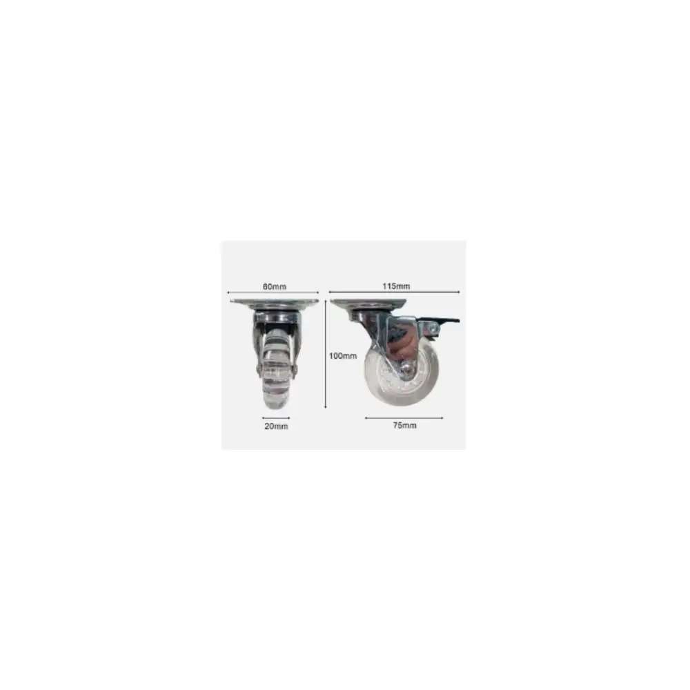 Rodizio Pu Cristal 75mm C/Freio - 21725 - GMET METALNOX