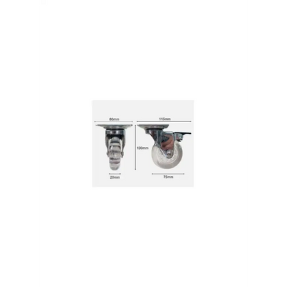 Rodizio Pu Cristal 75mm C/Freio - 21725 - GMET METALNOX