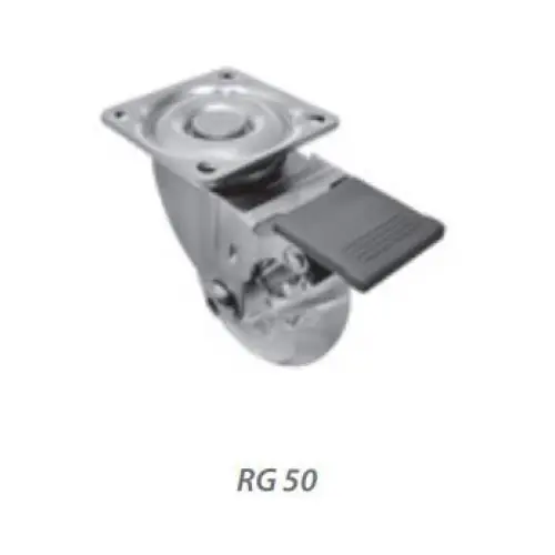 RODIZIO TN GEL RG50 INCOLOR CROMADO COM FREIO 40KG - 01 UNIDADE - Pés e Rodízios