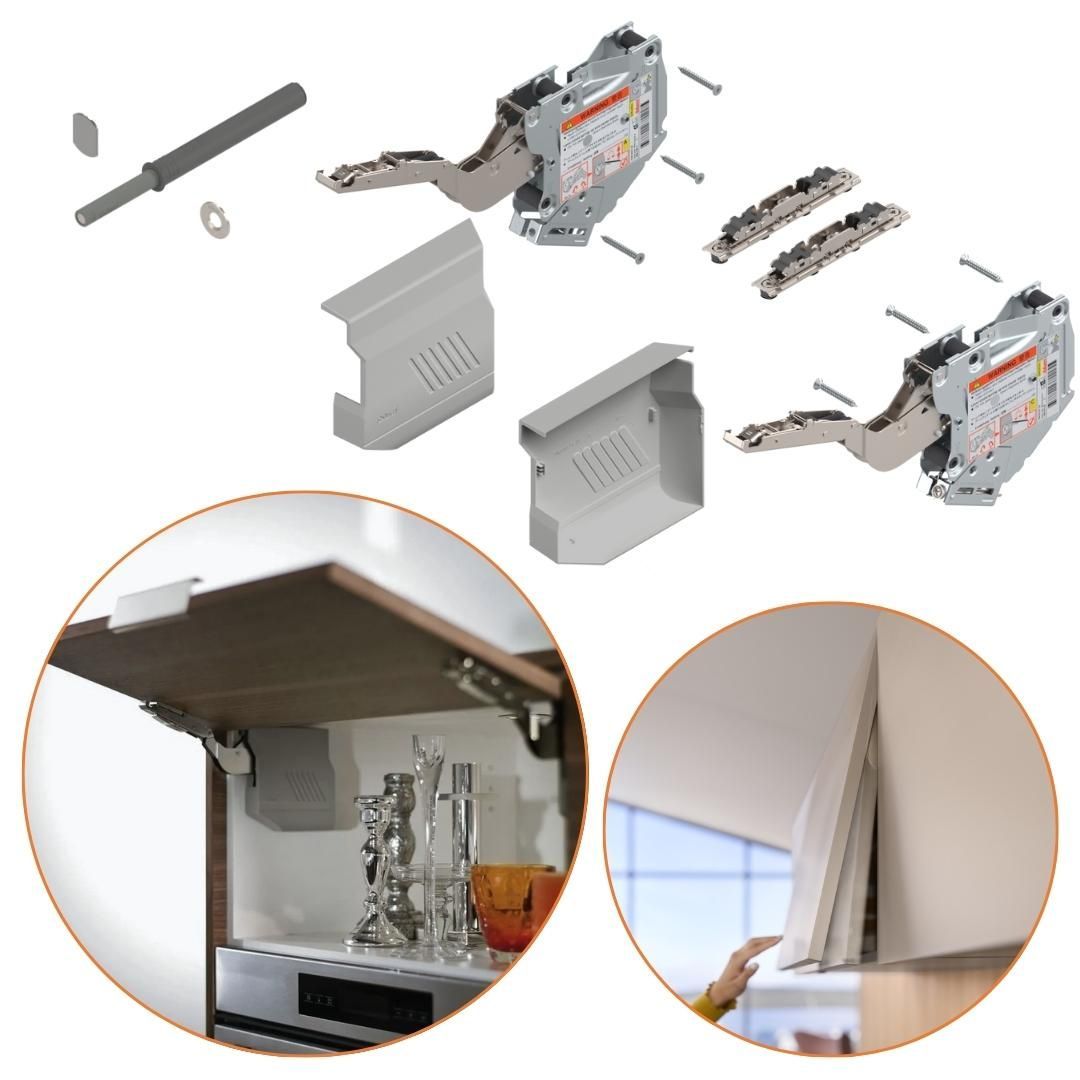Sistema Aventos HK-S 20K2E00T Cinza Claro/Inox Esc | Par - Articuladores