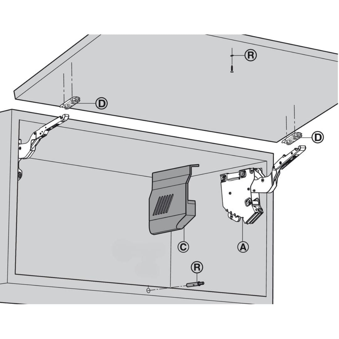 Sistema Aventos HK-S 20K2E00T Cinza Claro/Inox Esc | Par - Articuladores