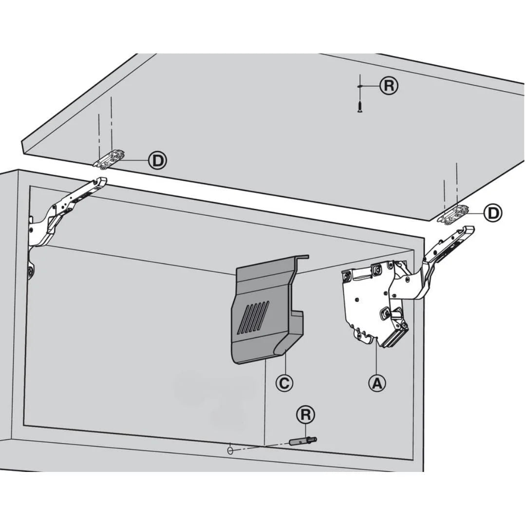 Sistema Aventos Hk-S (Cinza Claro/Inox Esc.) - Par - Articuladores