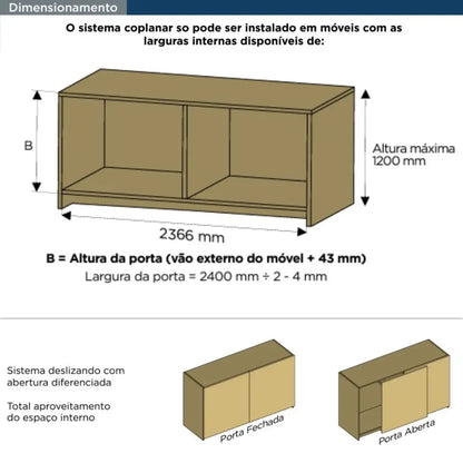 Sistema Deslizante Coplanar C-800S 2 Portas | 2400mm | 15Kg - Sistemas Deslizantes