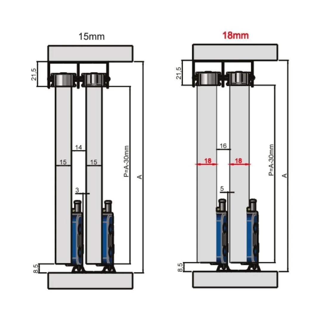 Kit Sistema Deslizante JP360 + Guia Universal Folga Zero | 50kg | Joelini - Sistemas Deslizantes
