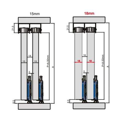 Kit Sistema Deslizante JP360 + Guia Universal Folga Zero | 50kg | Joelini - Sistemas Deslizantes