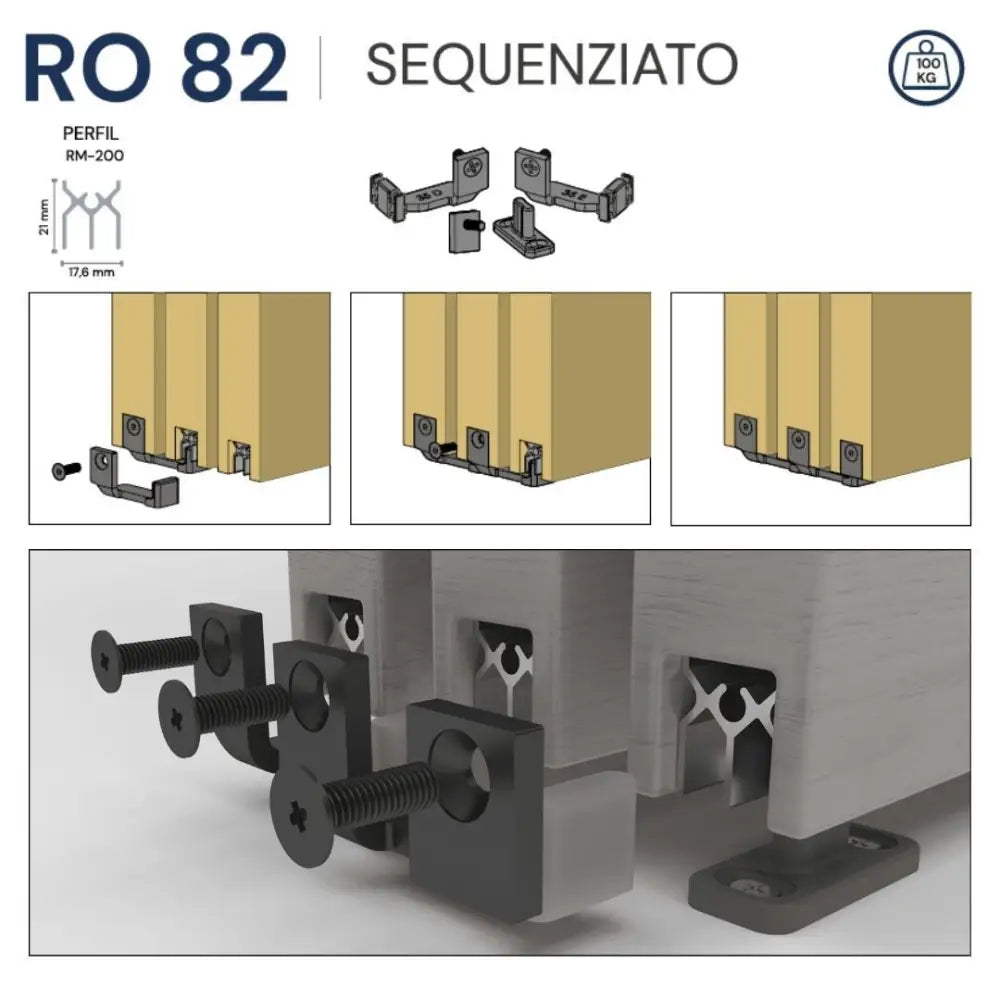 Sistema Mão Amiga Sequenziato RO-82 2 Portas | Lado Esquerdo 35mm - Sistemas Deslizantes