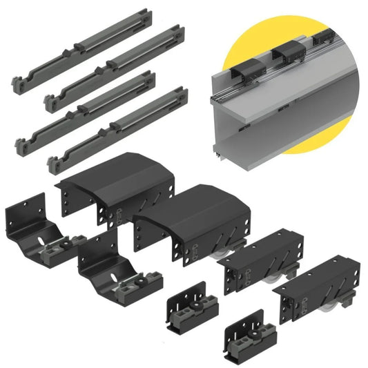 Sistema Para Porta de Correr Dominus 2 Portas | Top Médio | 50Kg - Sistemas Deslizantes