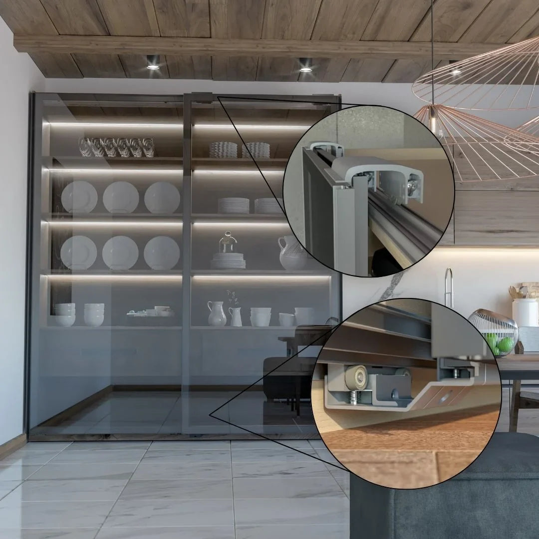 Sistema Para Porta de Correr Dominus 2 Portas | Top Médio | 50Kg - Sistemas Deslizantes