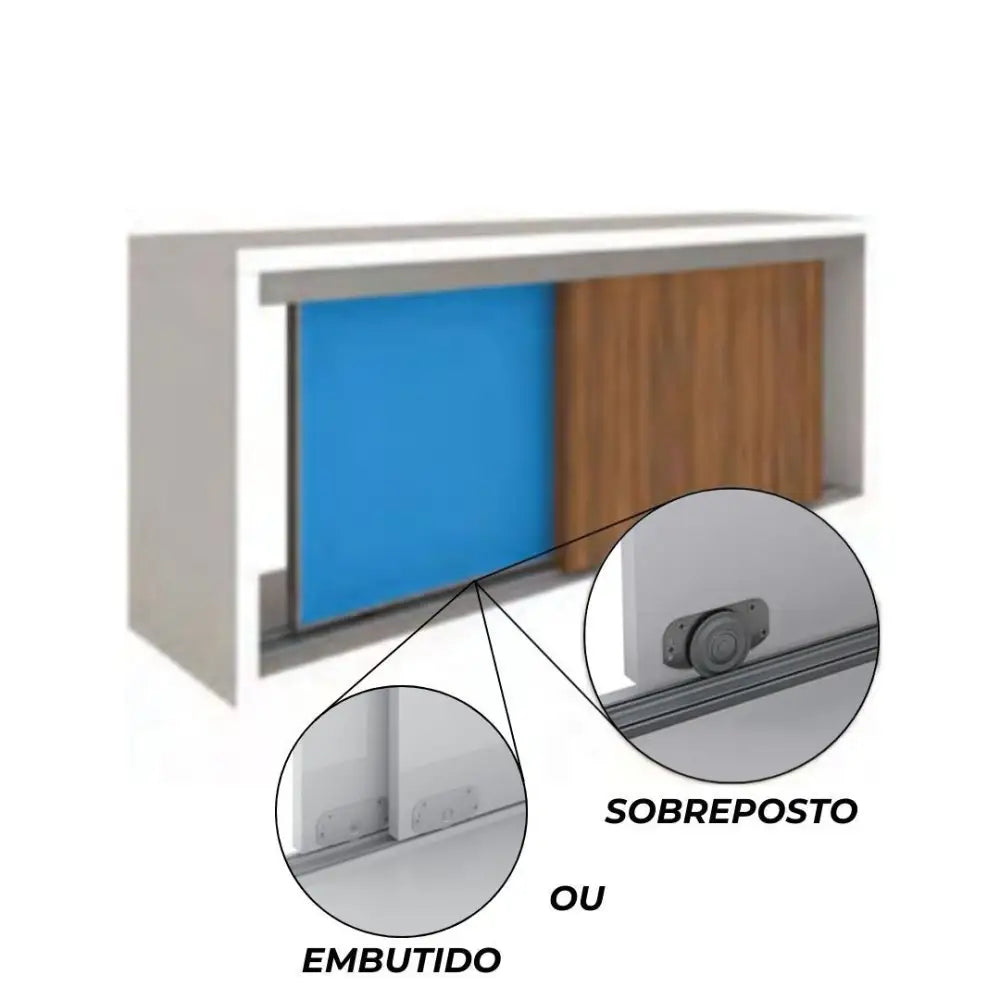 Sistema Para Porta de Correr RO-64 + Guia 4002 | 50Kg - Sistemas Deslizantes