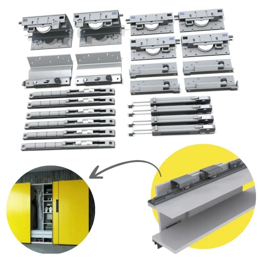 Sistema Para Portas Deslizantes Royal Top SS200 | Para 3 Portas | 25Kg a 50Kg - Sistemas Deslizantes