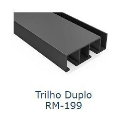 Trilho Alumínio Duplo | RM-199 | Para Sistema Deslizante MULTI | Barra 3 Metros - Perfis