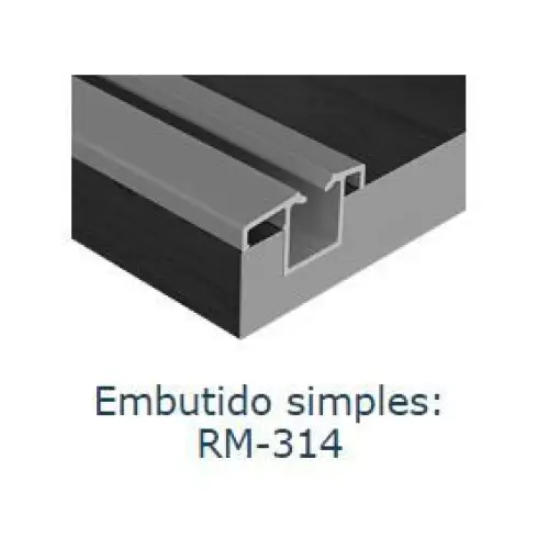 Trilho Alumínio Embutido Simples | RM-314 | Para Sistema LINEA | Barra 3 Metros - Perfis