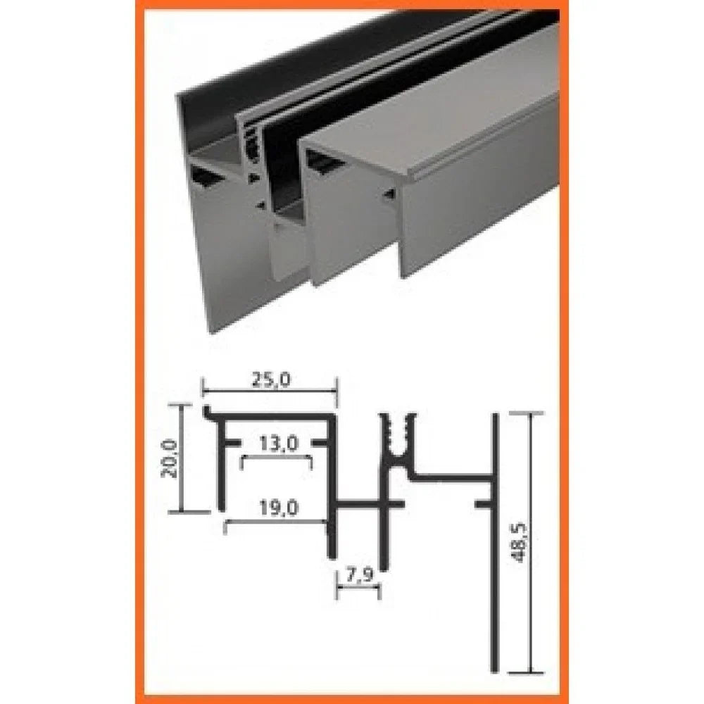 Trilho Alumínio Inferior RM-006 | Para SS200 | Barra 3 Metros - Perfis