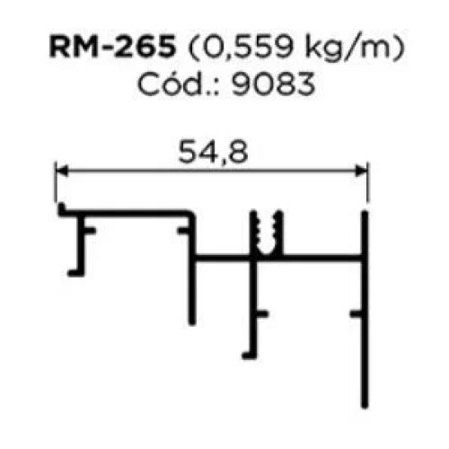 Trilho Alumínio Inferior | RM-265 | Para Sistema Deslizante Dominus | Barra 3 Metros - Perfis