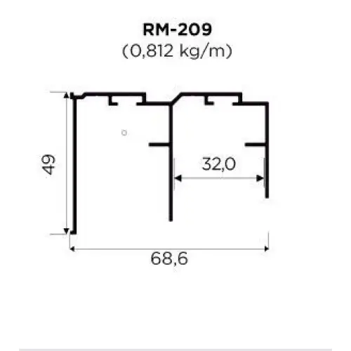 Trilho Alumínio Superior | RM-209 | Agility Plus para 2 Portas | Barra 3 Metros - Perfis