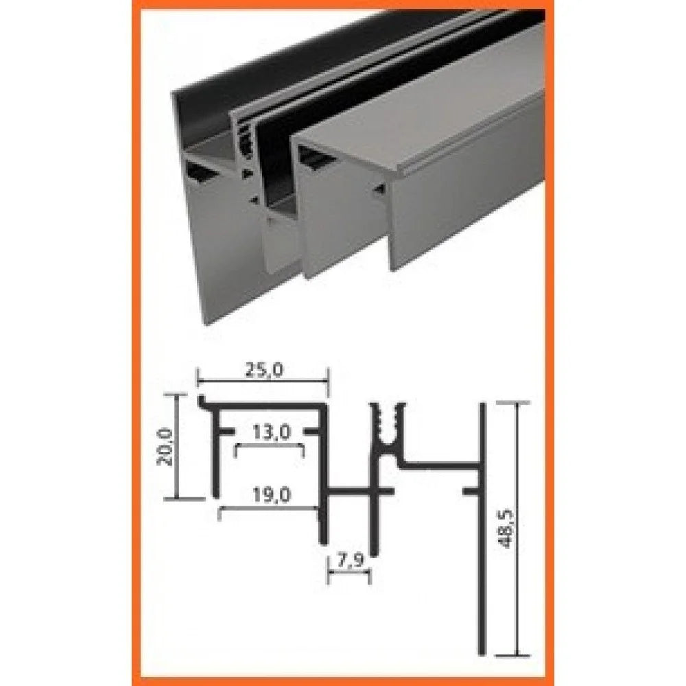Trilho Alumínio Inferior RM-006 | Para SS200 | Barra 3 Metros - Perfis