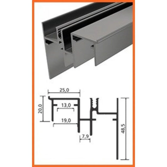 Trilho Alumínio Inferior RM-006 | Para SS200 | Barra 3 Metros - Perfis