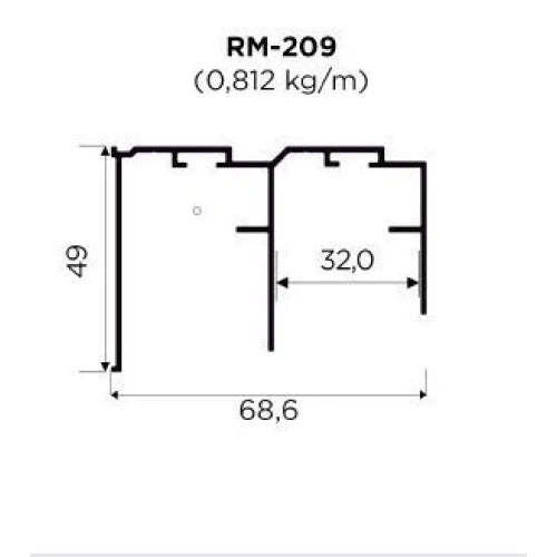 Trilho Alumínio Superior | RM-209 | Agility Plus para 2 Portas | Barra 3 Metros - Perfis